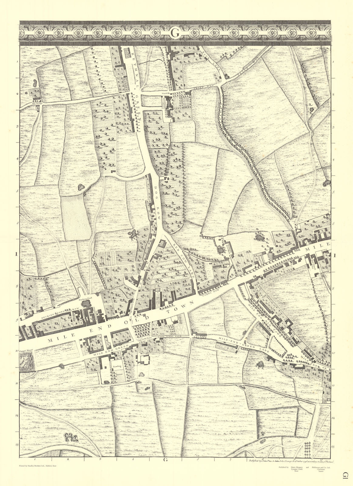 Mile End, Whitechapel, Bethnal Green, Stepney. G1. After ROCQUE 1971 (1746) map